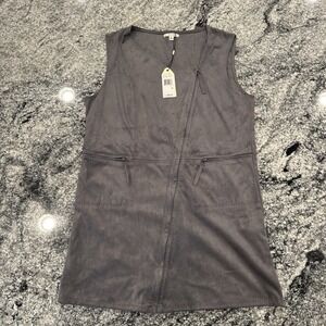 Sophie Max‎ Studio 5B11M30 Grey Stretch Luxe Fx Suede Vest Tunic Mini Dress $98